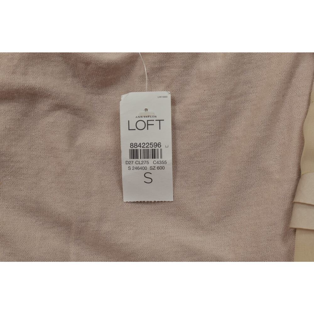 Ann Taylor LOFT Ruffle Trim Wrap Cardigan Sweater NWT Tan Pink Size S Cotton Ble - Picture 5 of 8